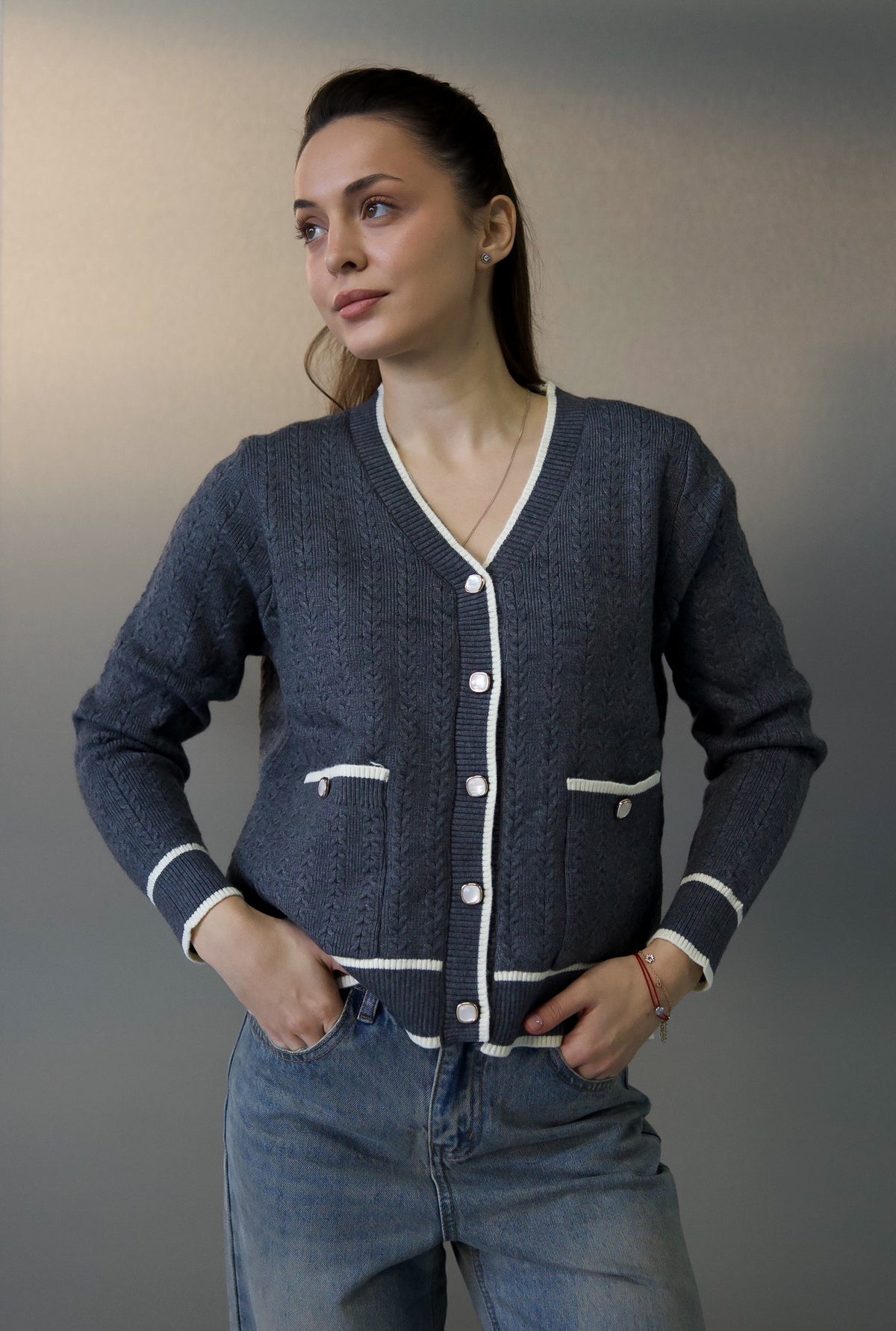 Cardigan tricotat one size (8611)