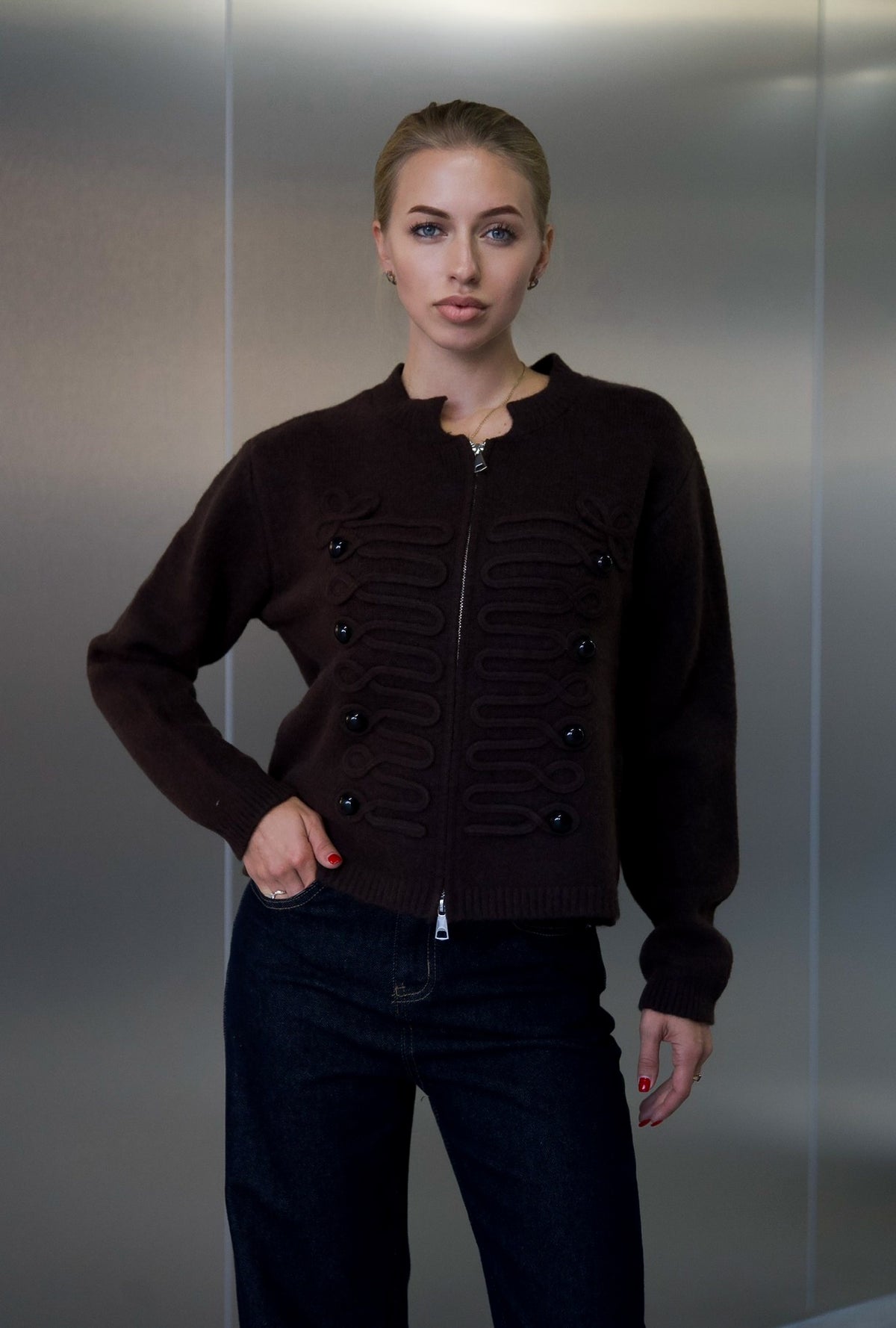 Cardigan tricotat one size (6709)