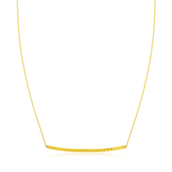 Yellow Gold 14k Thin Textured Bar Women's Necklace