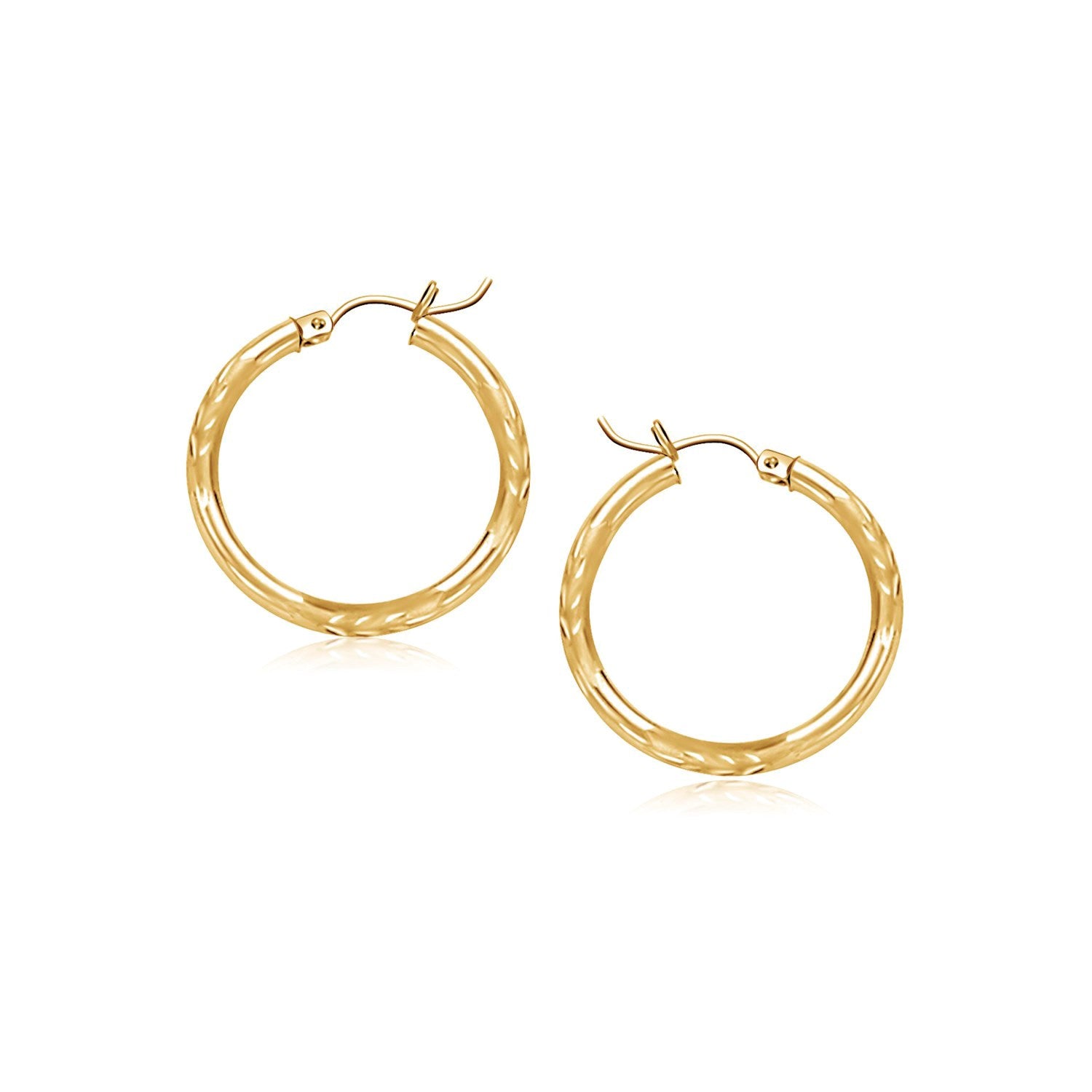 Solid 10k Yellow Gold & Diamond Flat Spiral Dangle/Drop Earrings