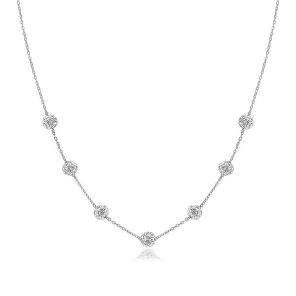 White Gold 14k Women's Necklace with Crystal Embellished Sphere