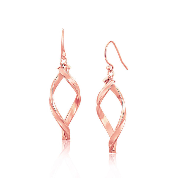 Rose Gold 14k Freeform Spiral Motif Women's Drop Earrings