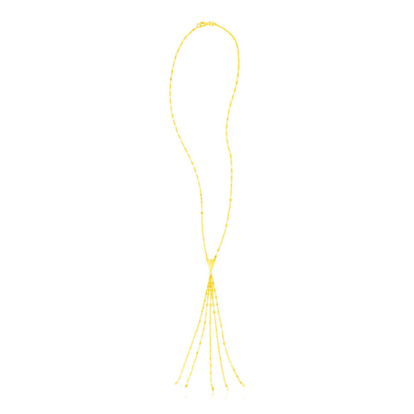 Yellow Gold 14K Five Strand Tassel Women's Lariat Necklace